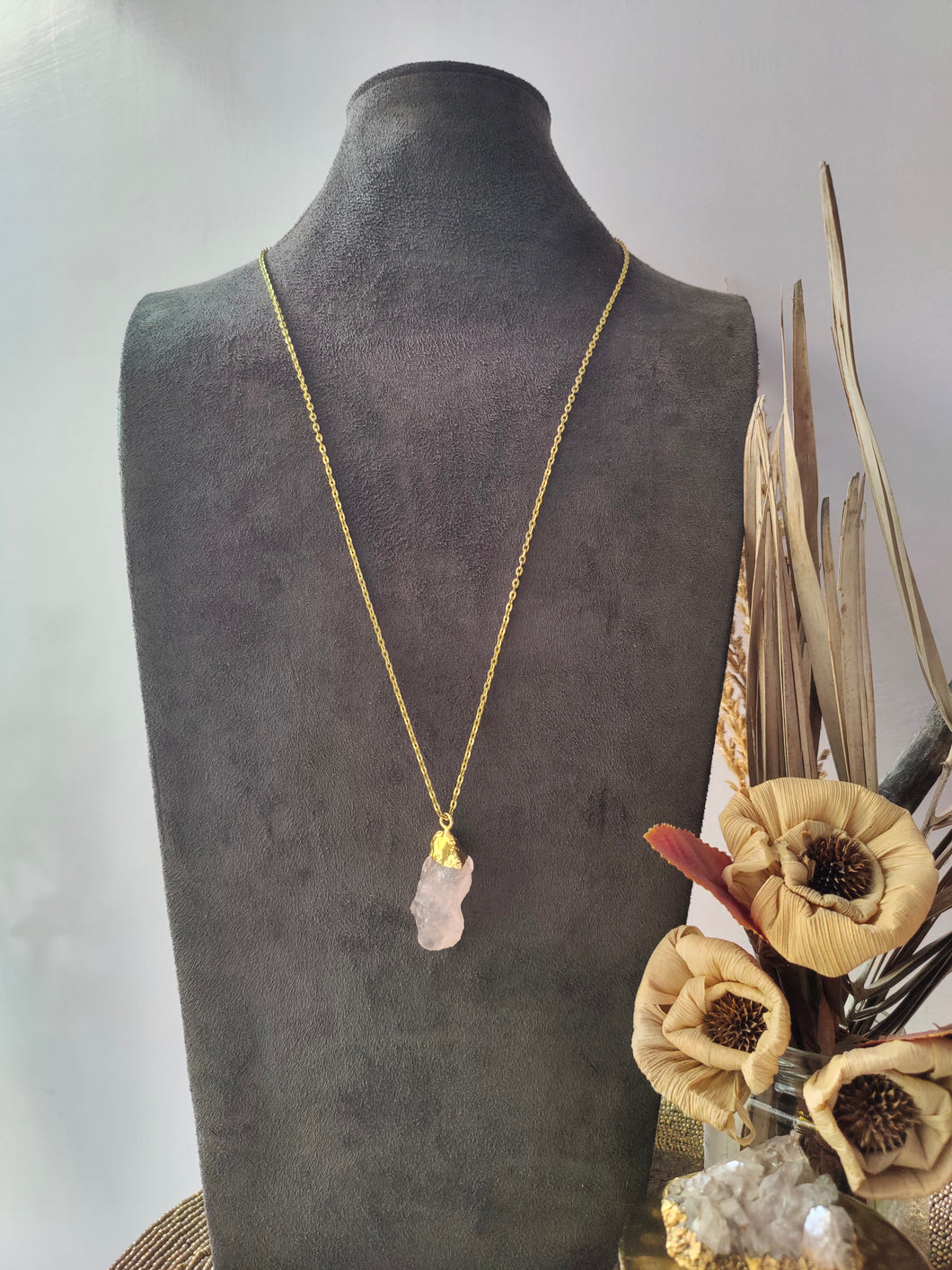 Rose Quartz Rock Pendant
